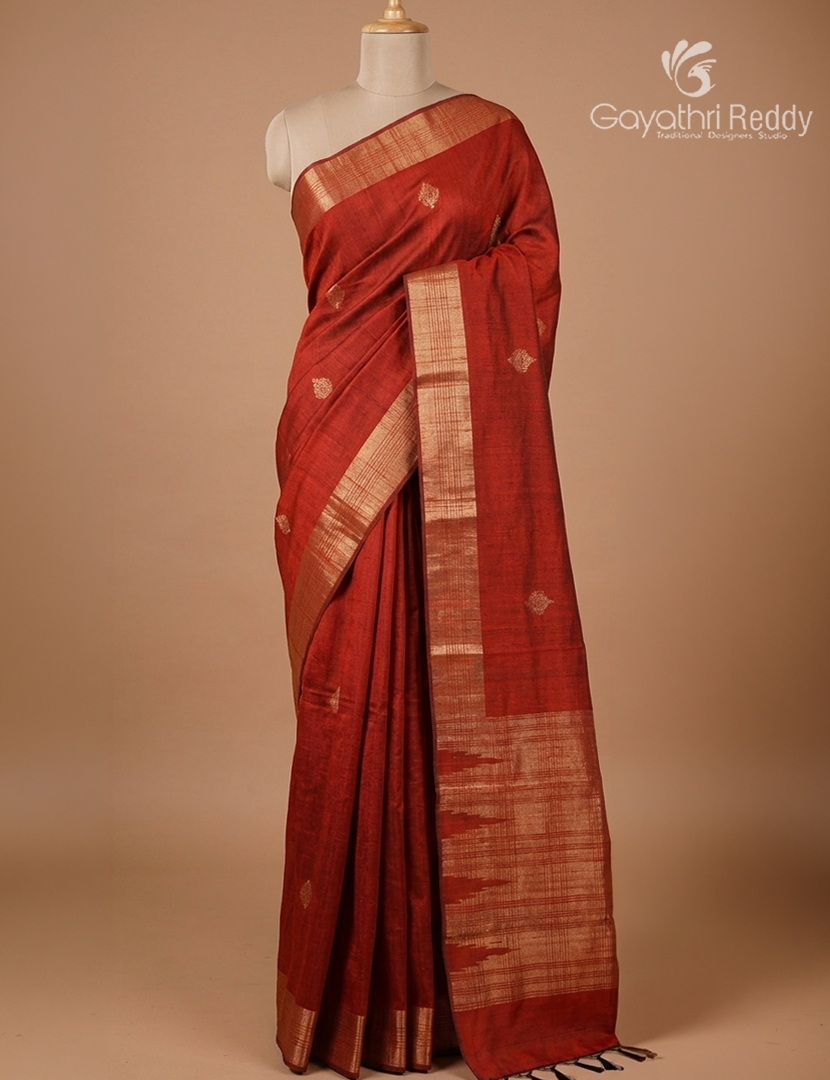 Pure Khadi Pattu Saree in Deep Red