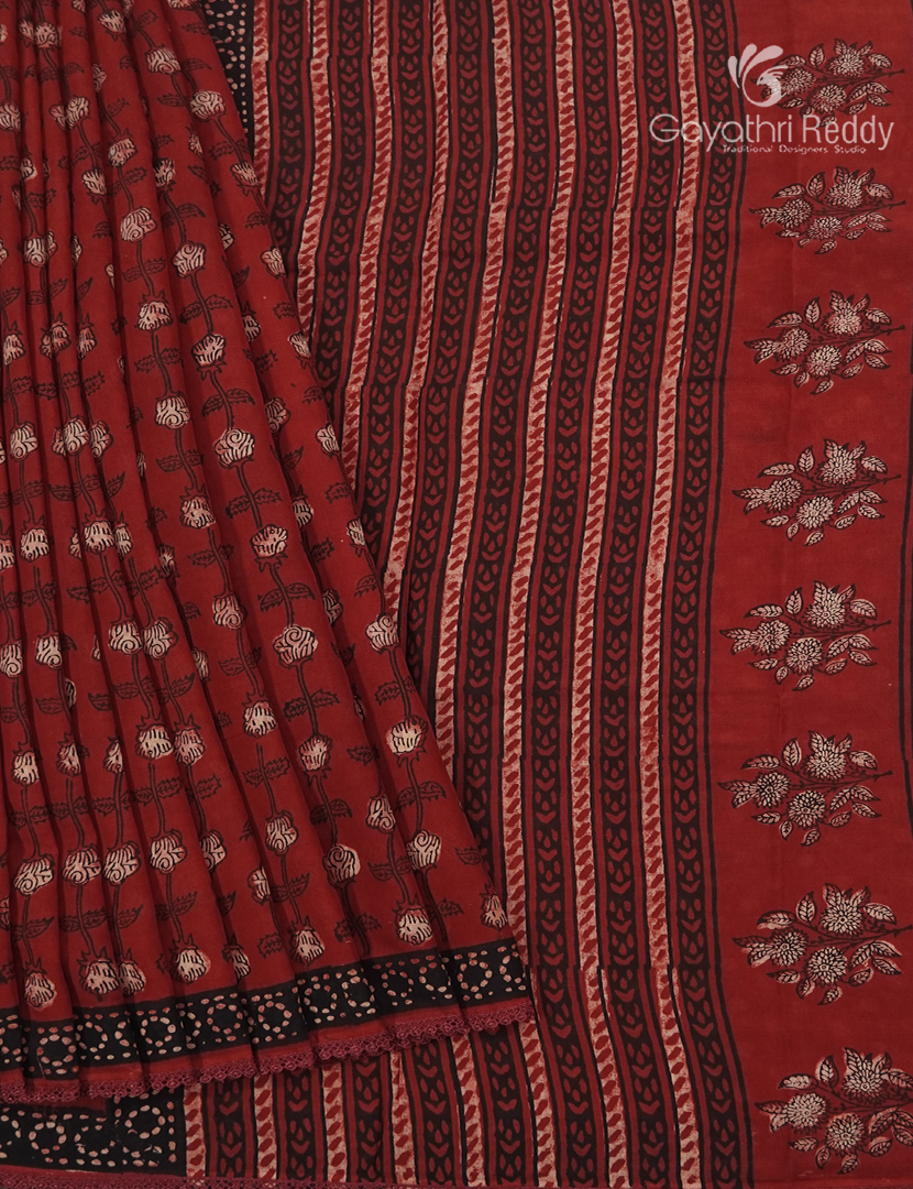 Pure Modal Silk Fancy Saree in Rust Red