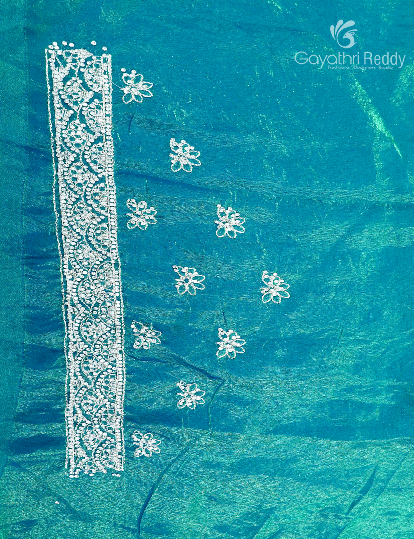Tissue Fancy Saree in Ocean Teal