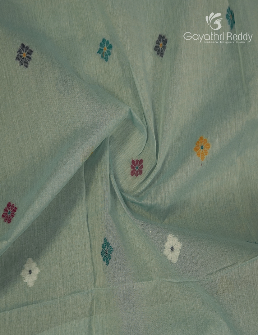 Jamdani Cotton Saree in Sage Green