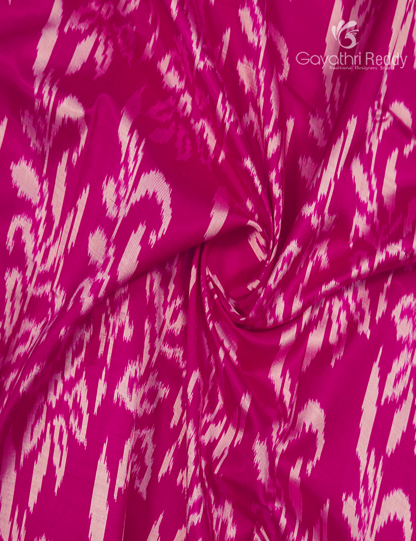 Pure Ikat Silk Saree in Fuchsia Pink