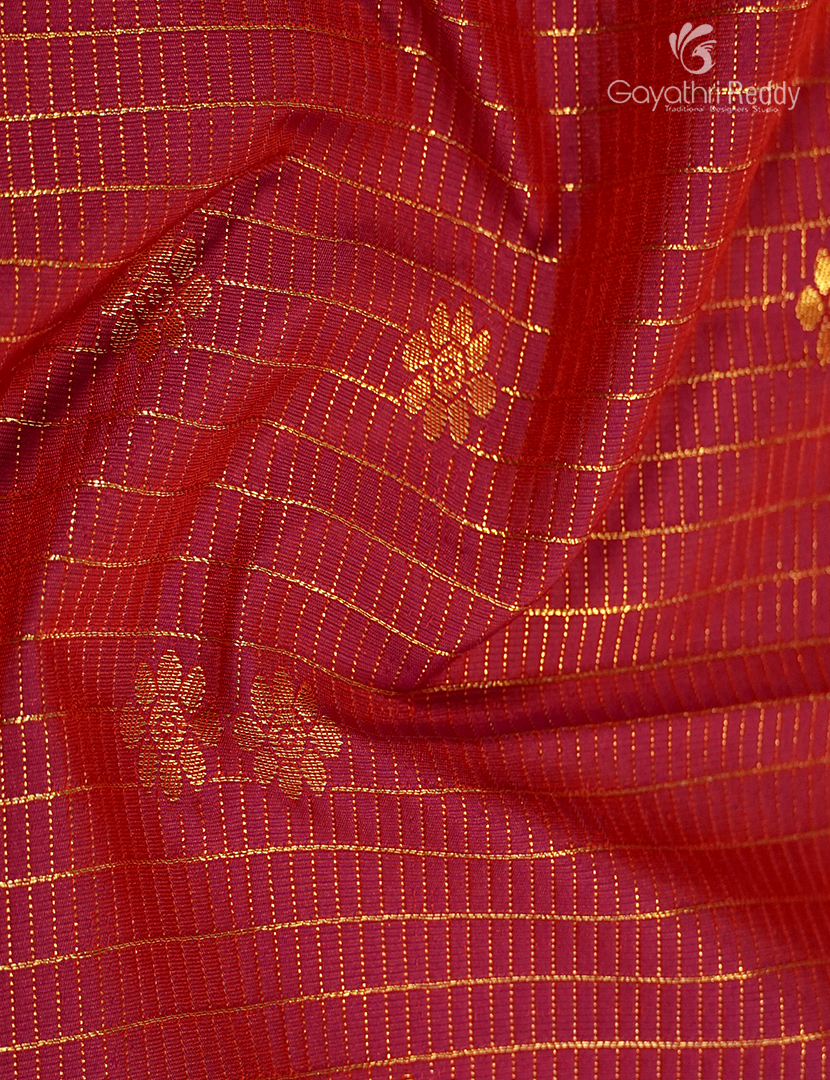 Semi Kanchipuram Silk Saree in Maroon and Royal Blue