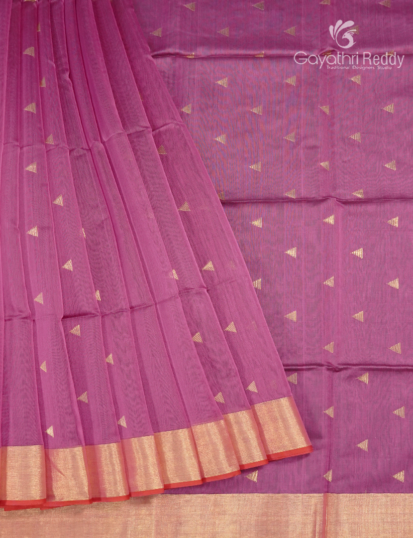 Pure Chanderi Sico Saree in Deep Onion Pink