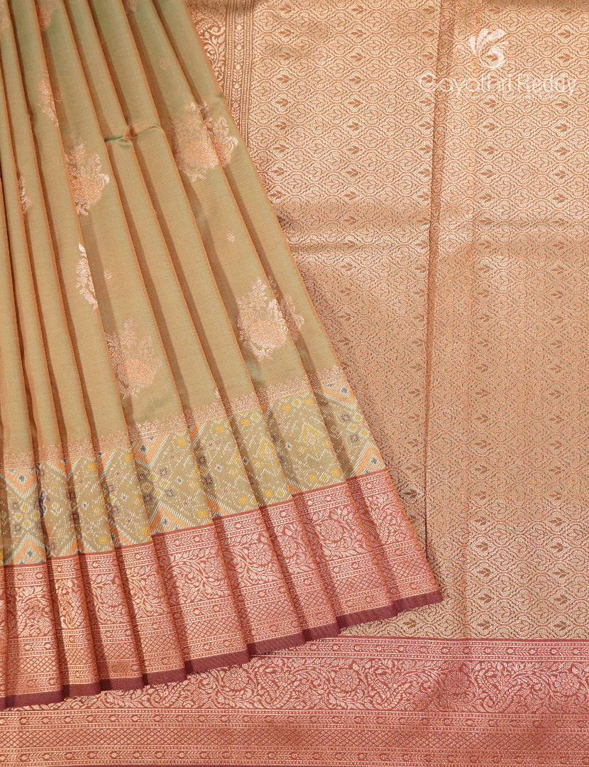 Semi Kanchipuram Art Silk Saree in Dry Mehendi