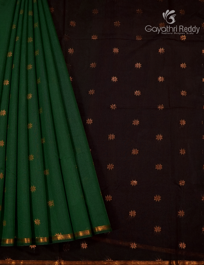 Kanchipuram Sico Saree in Green and Brown