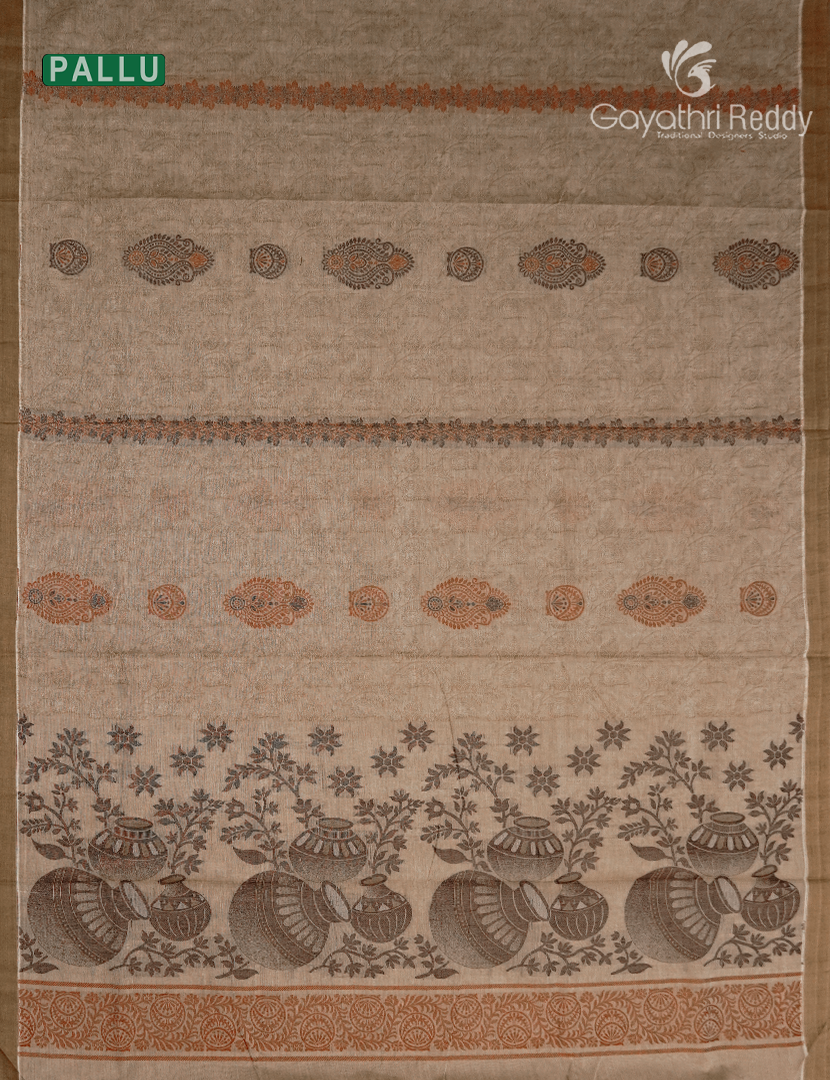 Pure Kanchi Cotton Saree in Beige