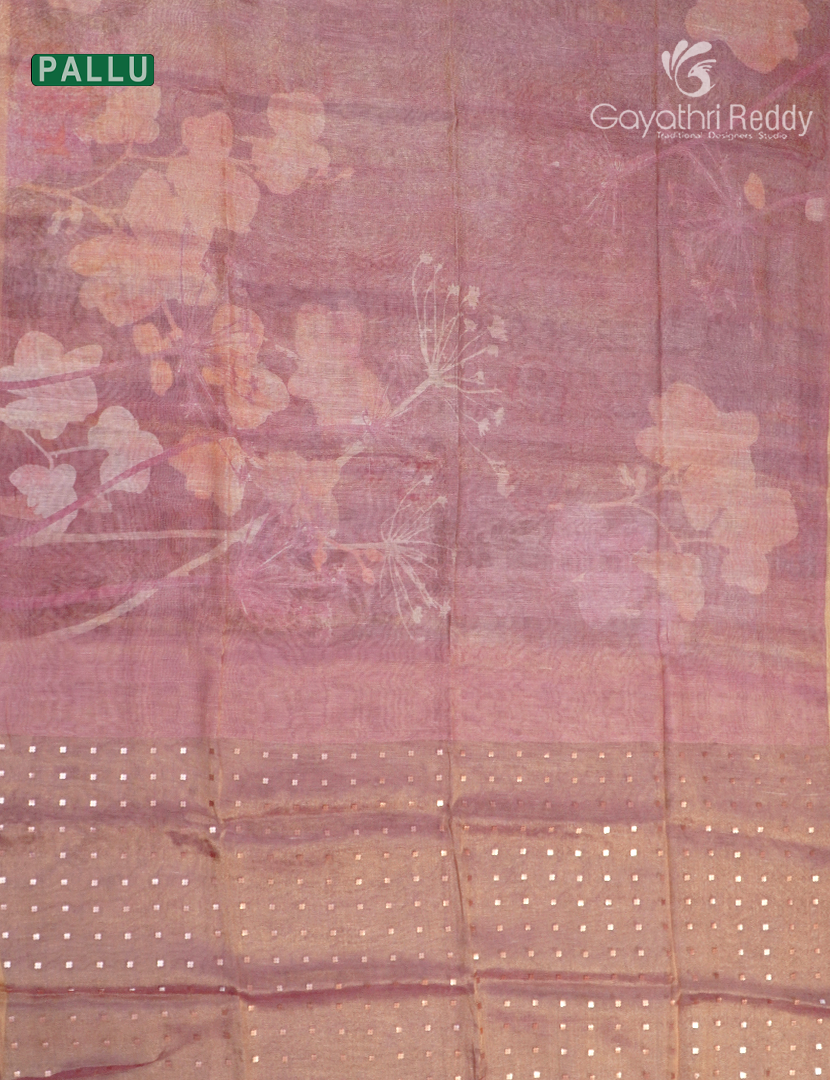 Linen Silk Saree in Pastel Peach