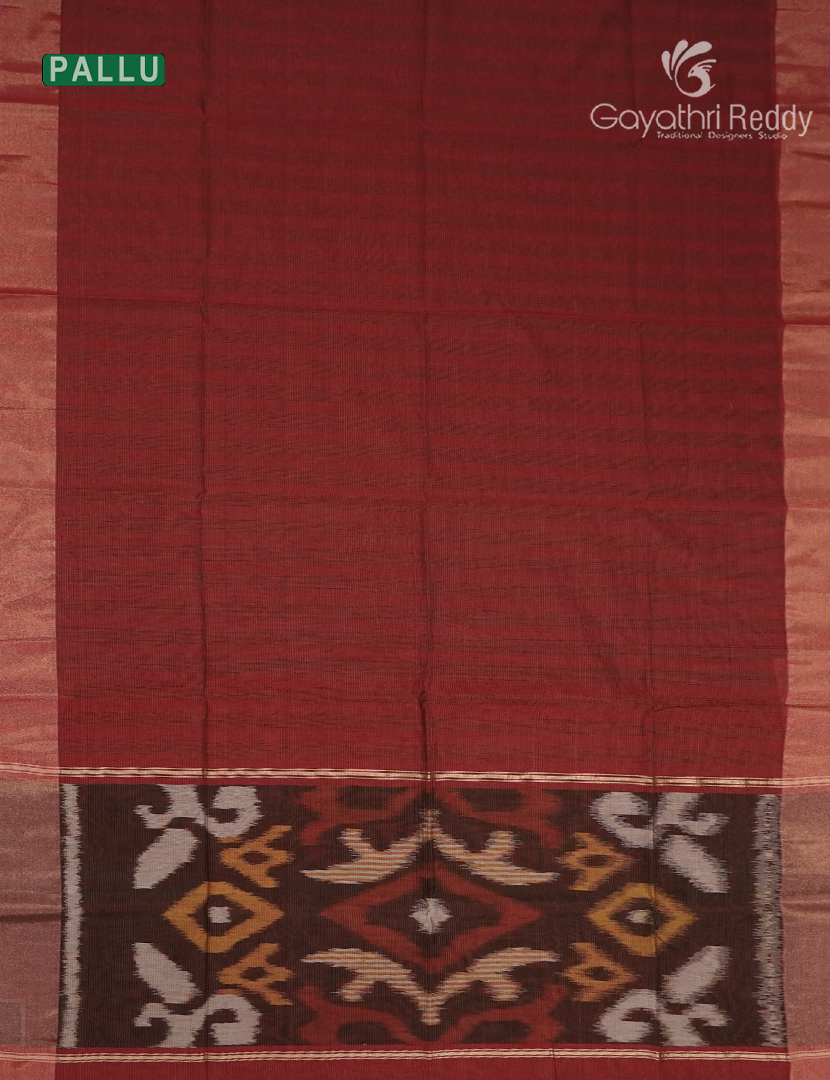 Semi Ikat Sico Saree in Maroon