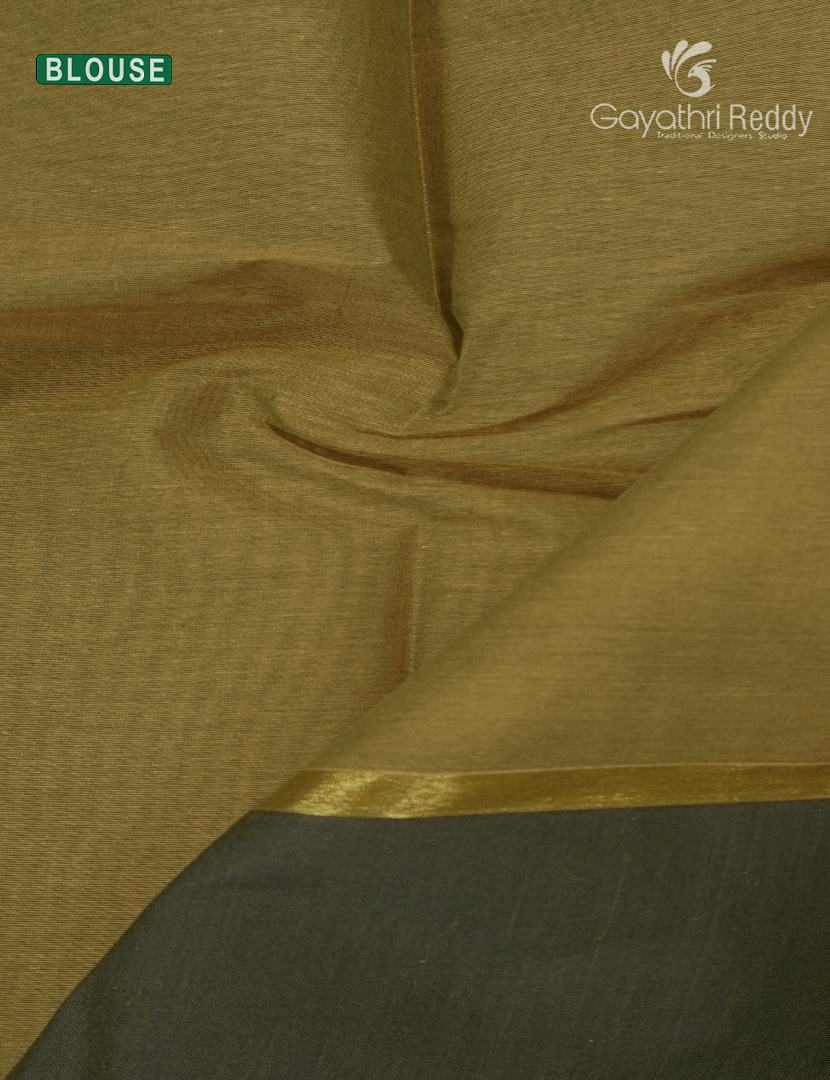 Pure Kanchi Cotton Saree in Mehendi Green