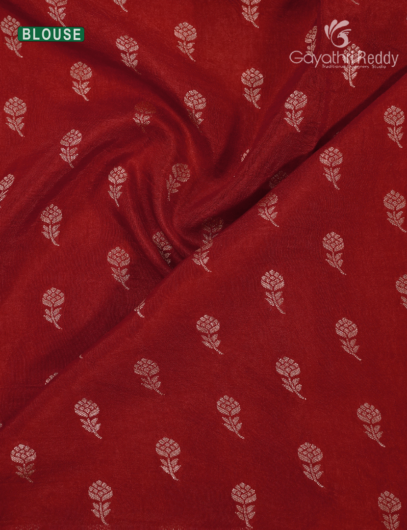 Semi Mysore Crepe Saree in Black and Red