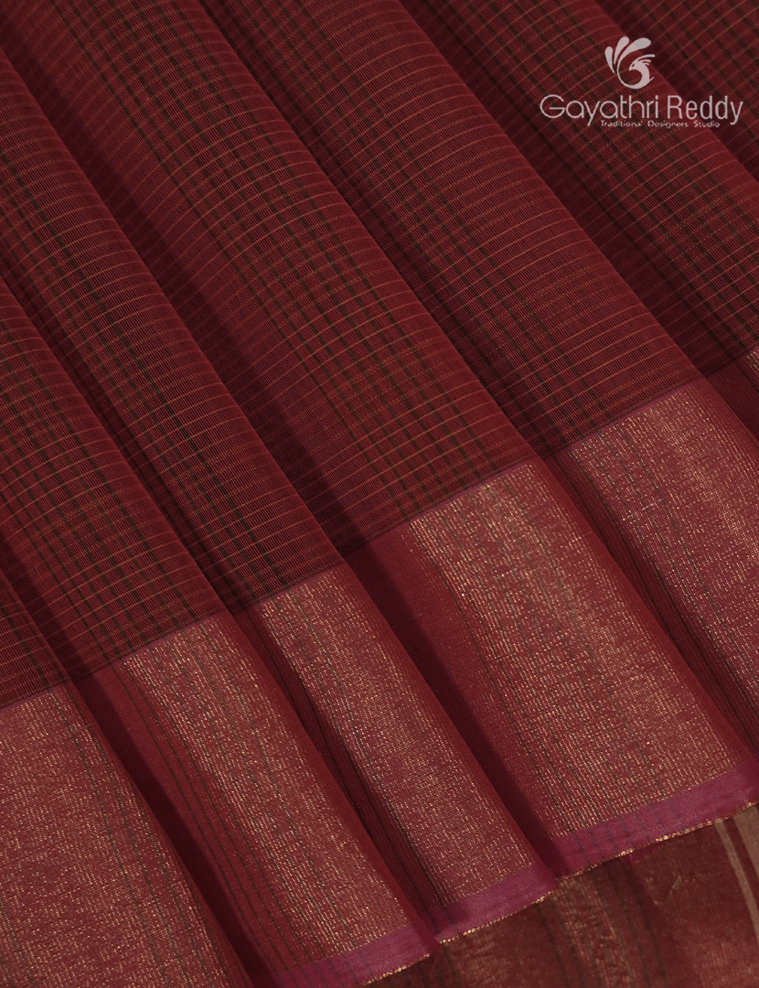 Semi Ikat Sico Saree in Maroon