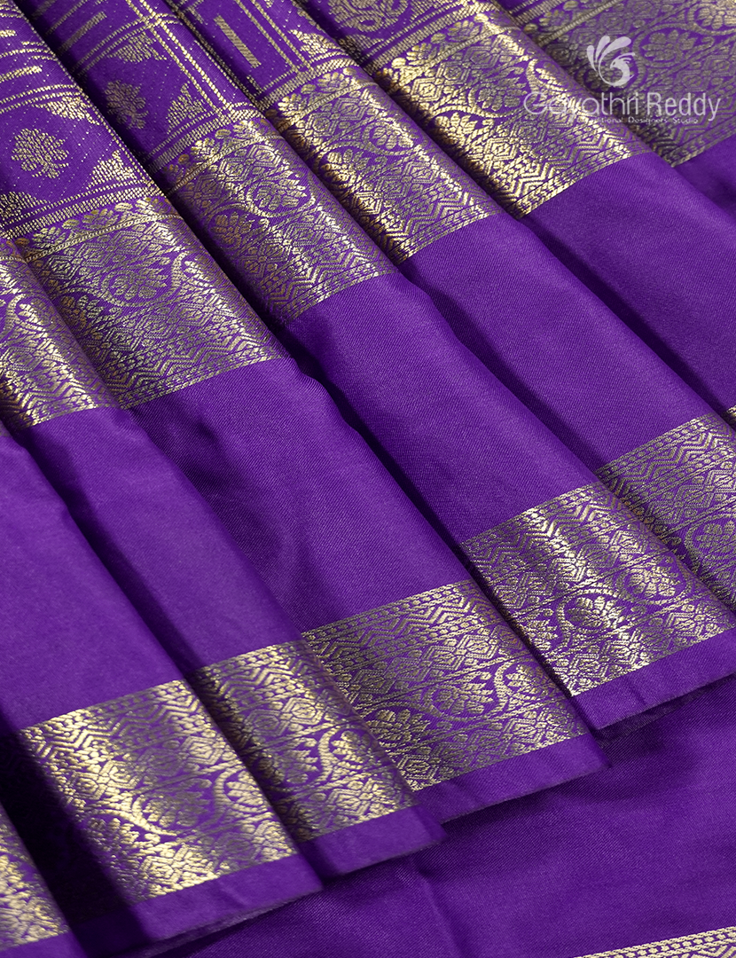 Semi Kanchipuram Silk Saree in Purple