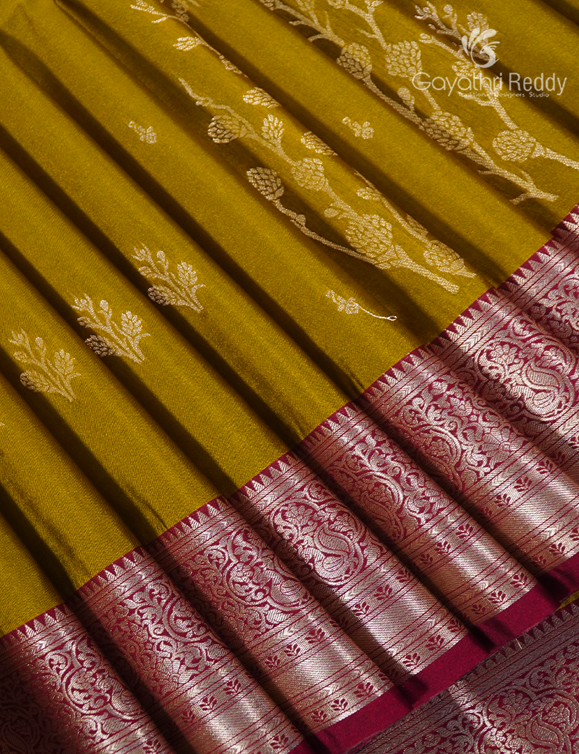 Soft Silk Saree in Mustard and Rani Pink
