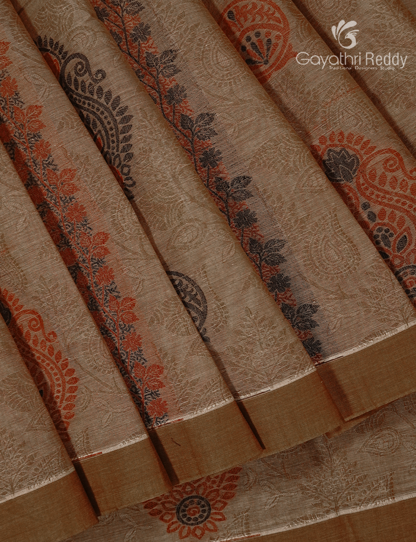 Pure Kanchi Cotton Saree in Beige