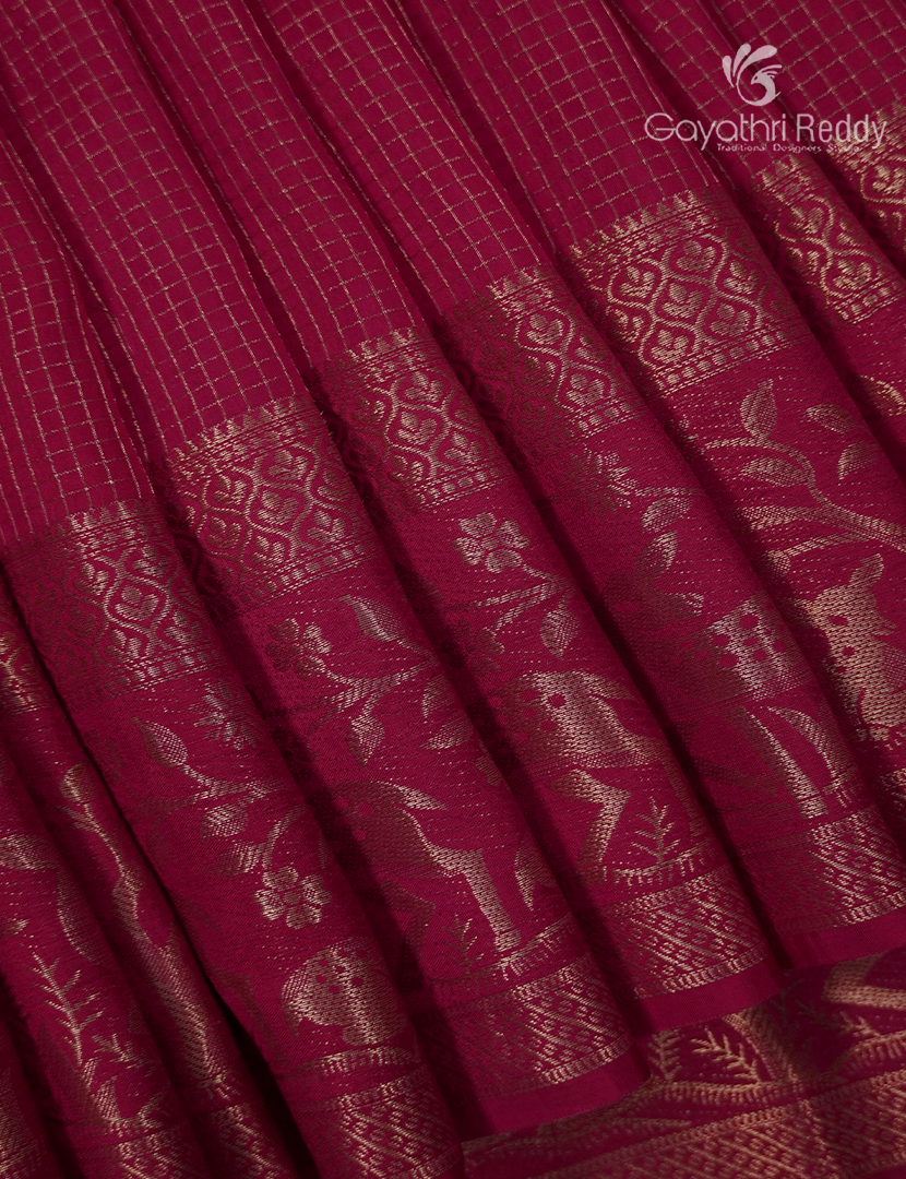 Semi Mysore Crepe Saree in Rani Pink