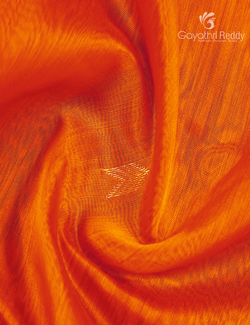 Pure Chanderi Sico Saree in Orange and Rani Pink