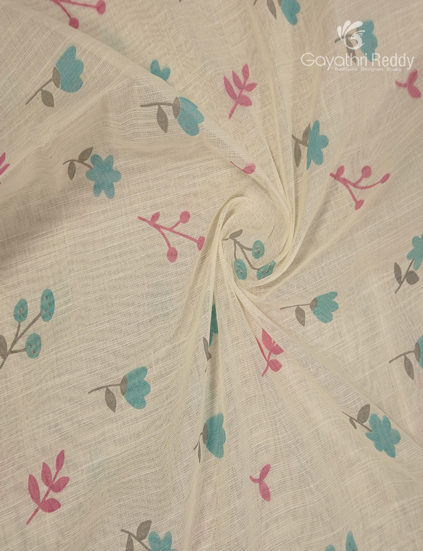 Pure Kanchi Cotton Printed Saree in Ivory