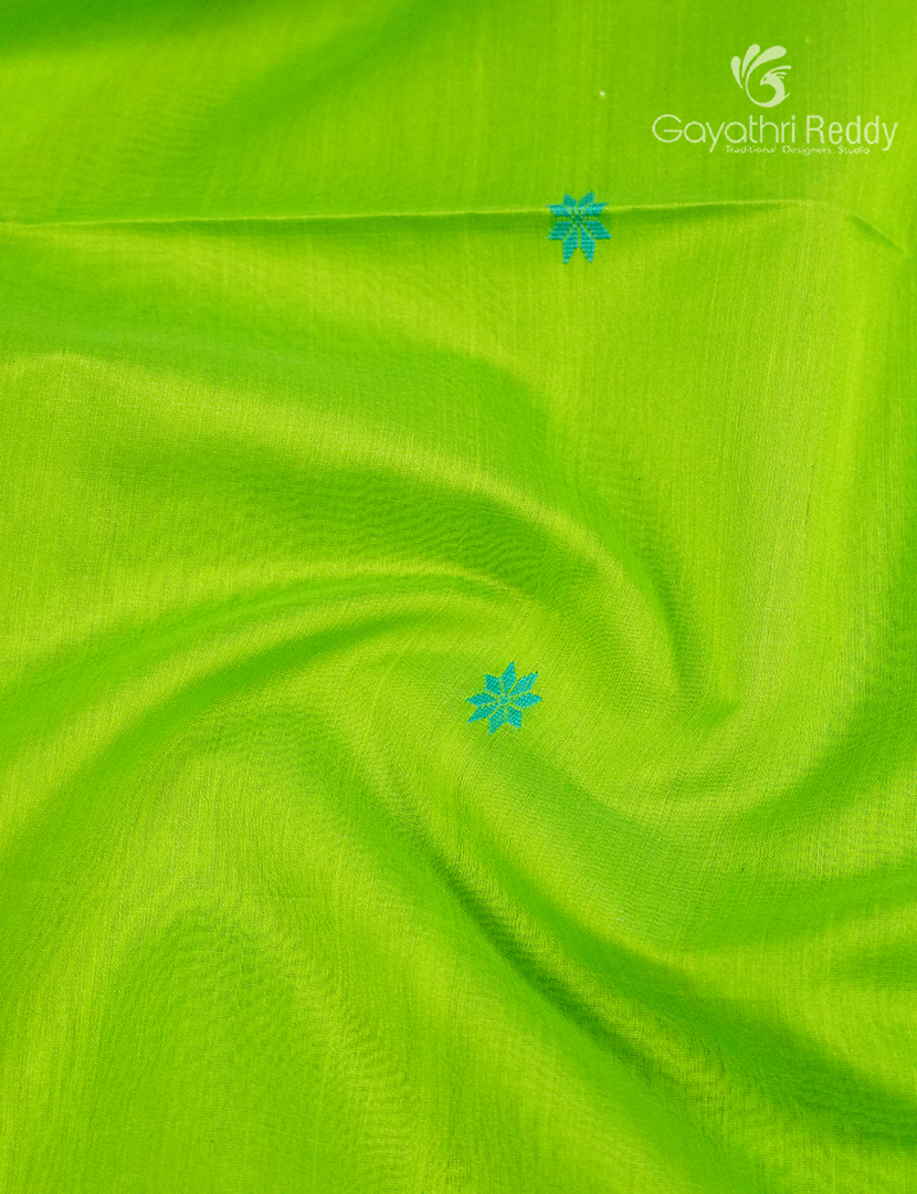 Pure Chanderi Sico Saree in Neon Green