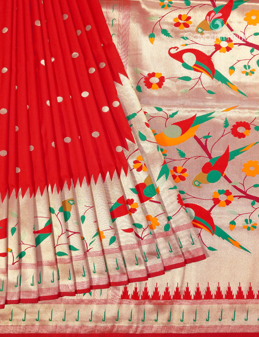 Semi Kanchipuram Silk Fancy Saree in Red