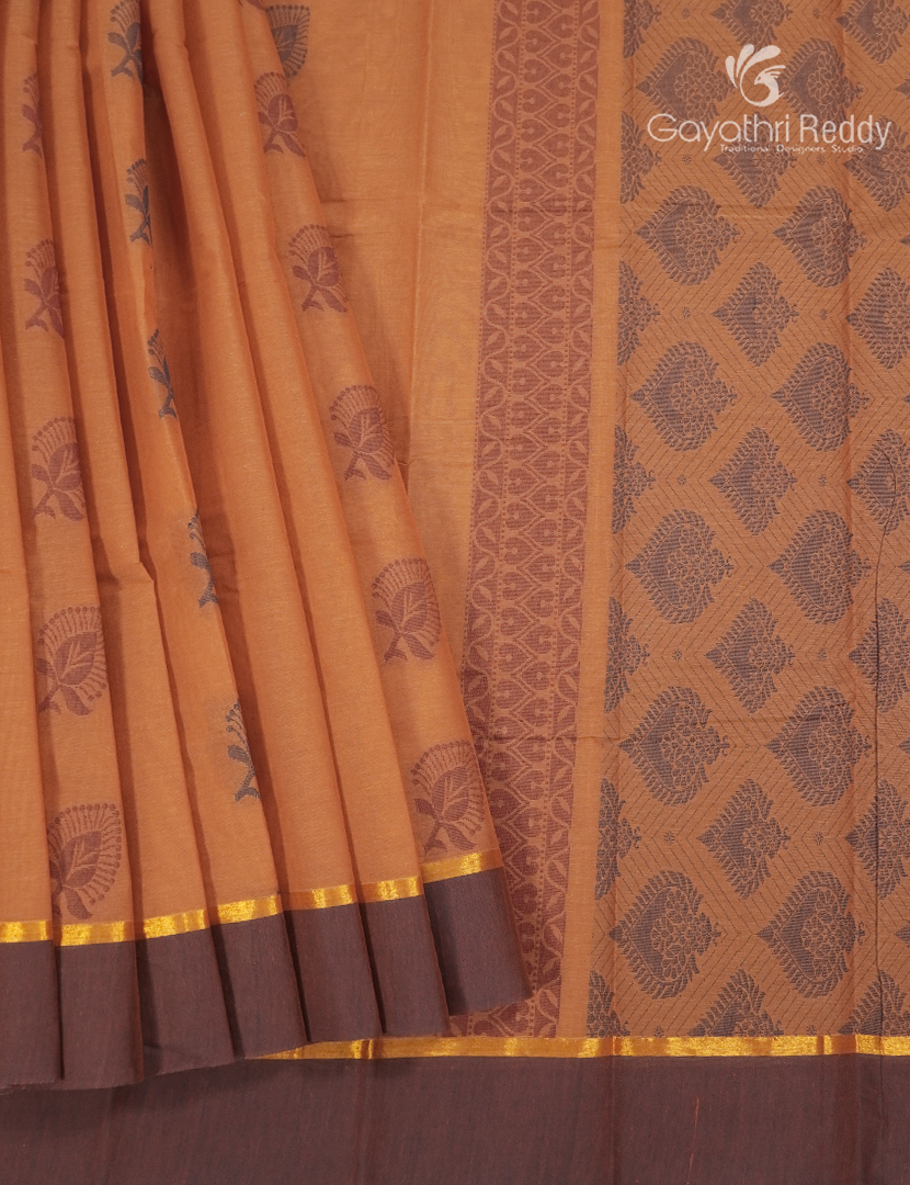 Pure Kanchi Cotton Saree in Peach