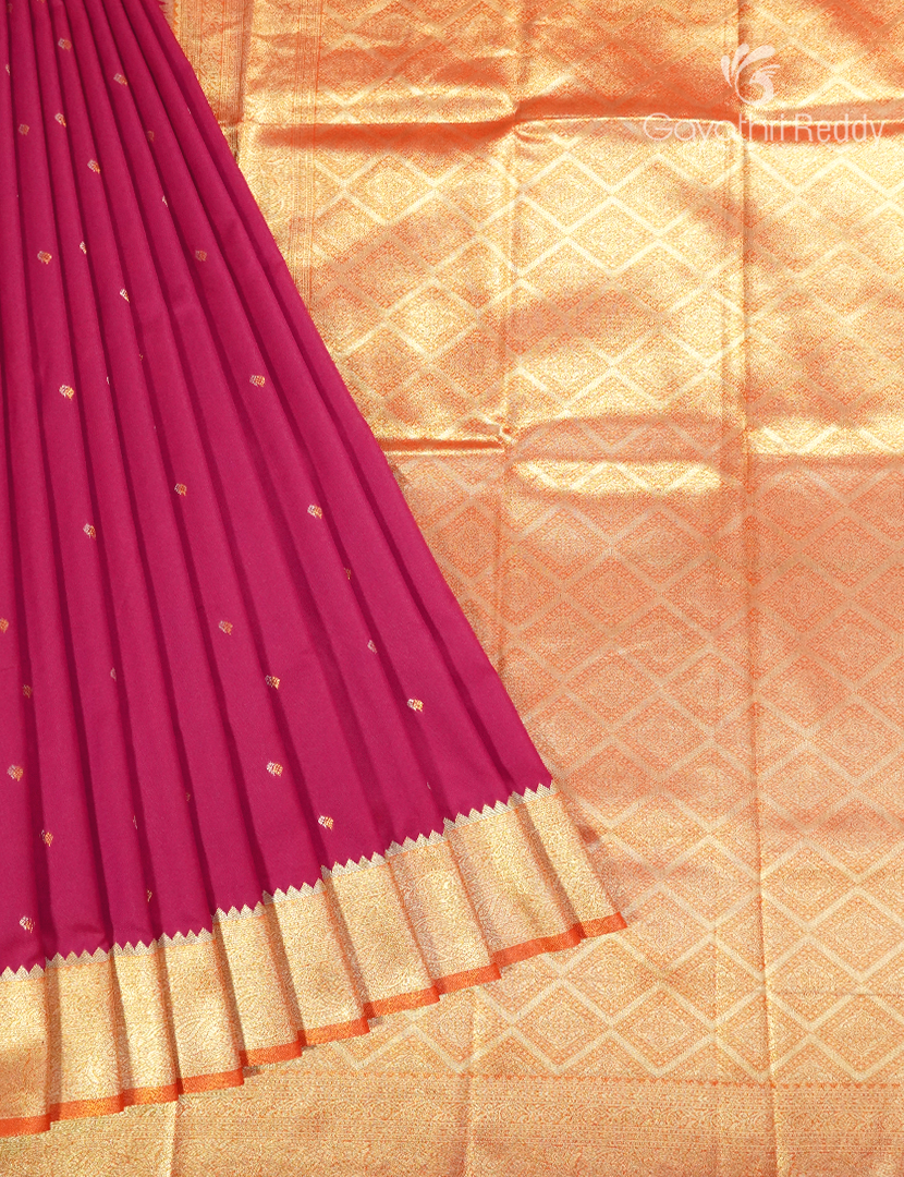 Semi Kanchipuran Silk Saree in Rani Pink and Peach