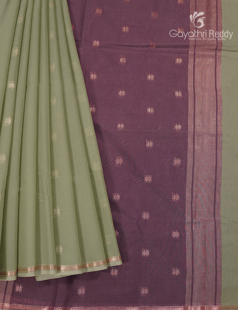 Kanchipuram Sico Saree in Cardamom Green and Wine