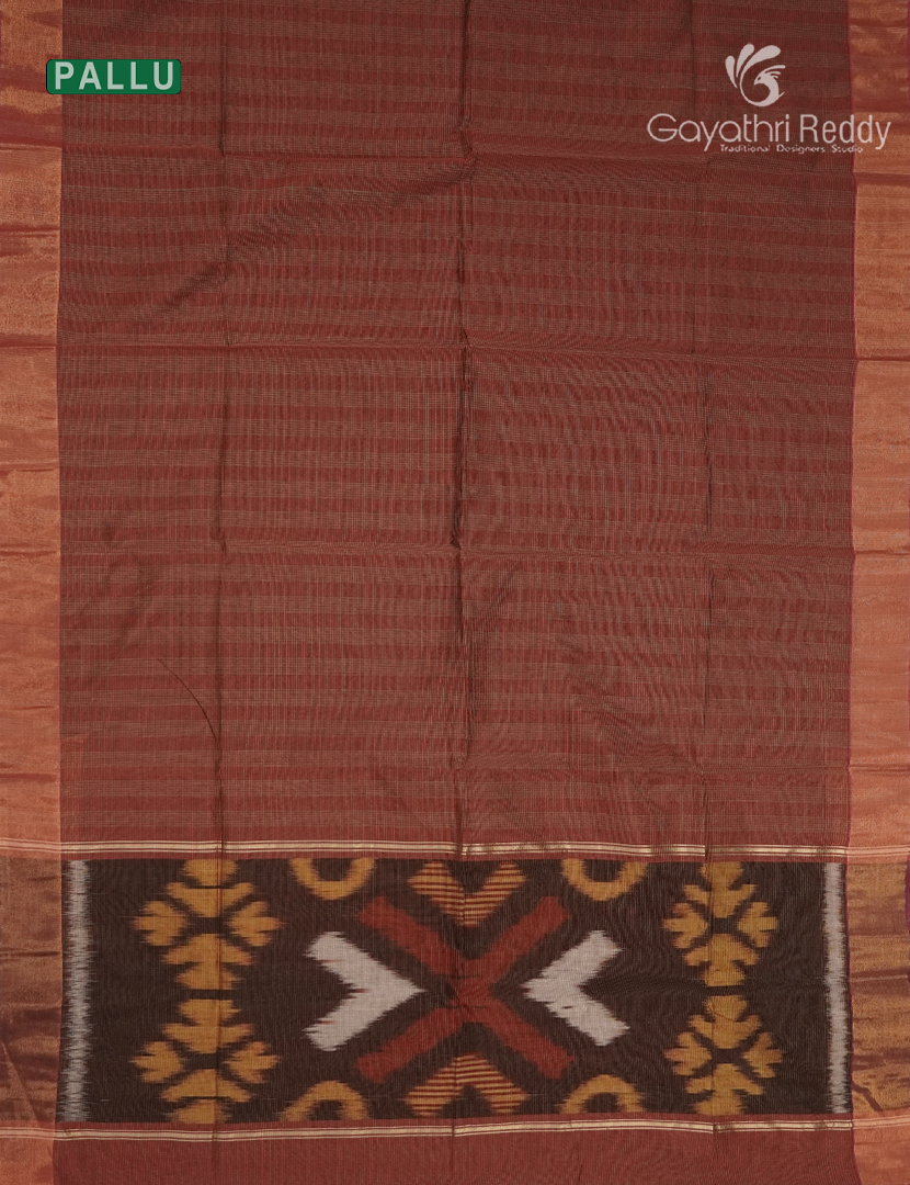 Semi Ikat Sico Saree in Rust
