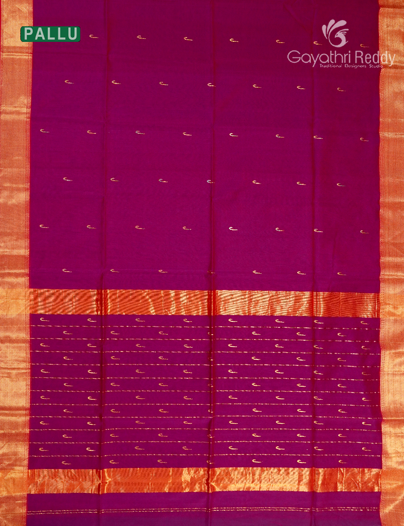 Pure Chanderi Sico Saree in Deep Magenta