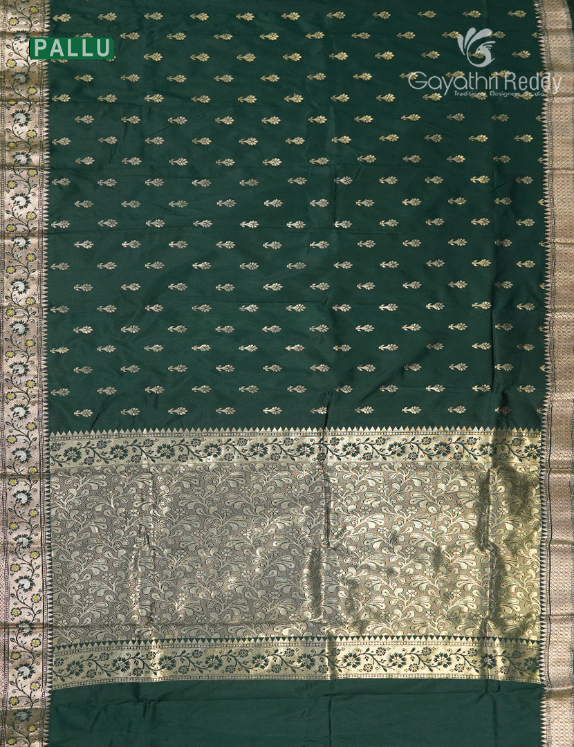 Semi Banaras Katan Silk Saree in Deep Green