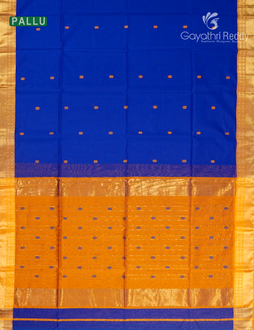 Pure Chanderi Sico Saree Royal Blue