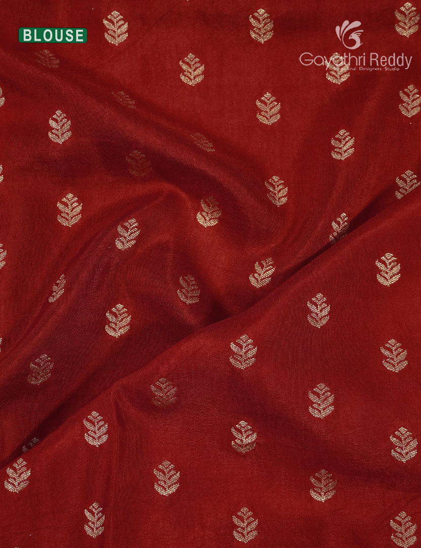 Semi Mysore Crepe Saree in Deep Violet and Bridal Red