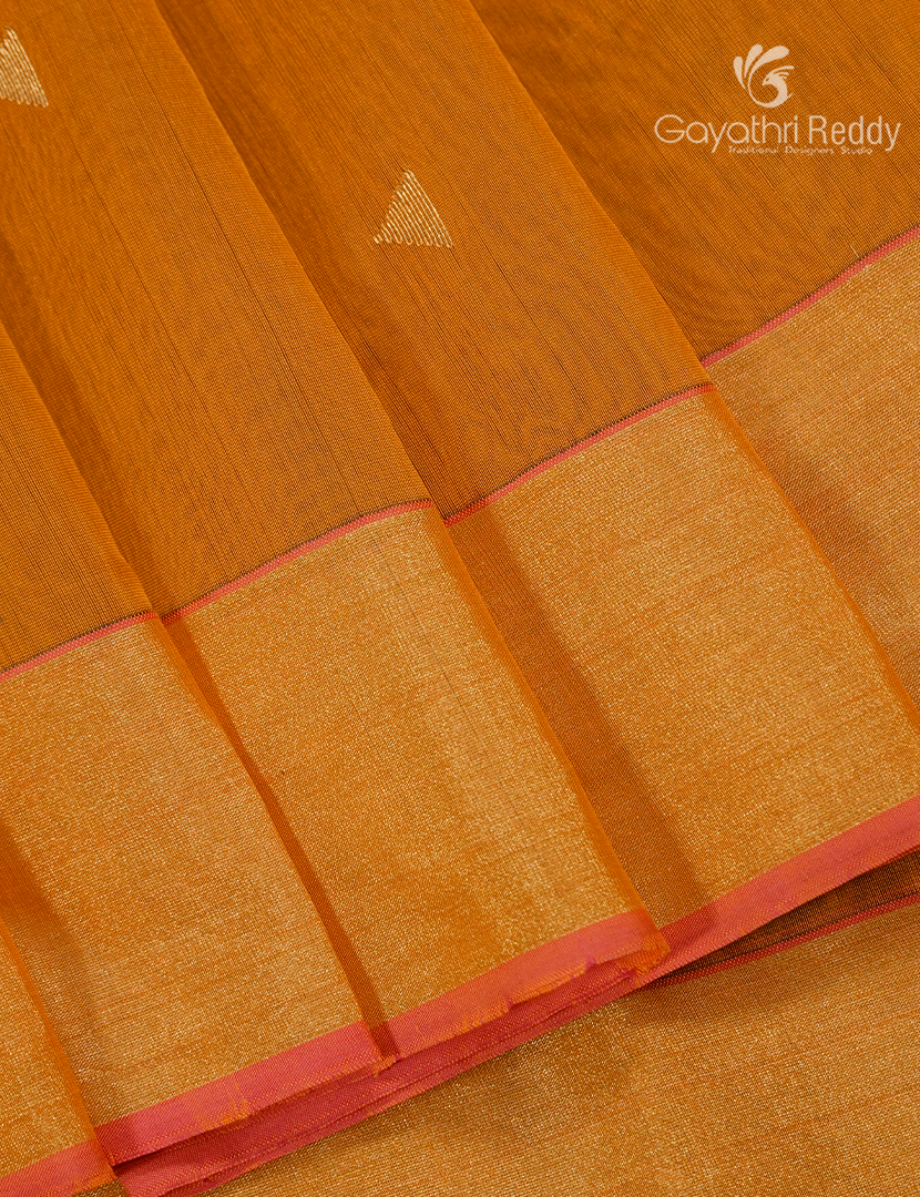 Pure Chanderi Sico Saree in Tangerine