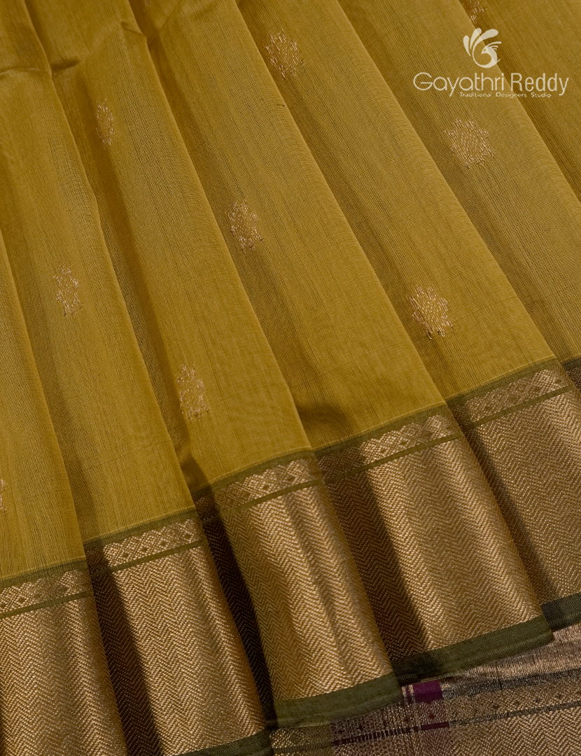 Pure Chanderi Sico Saree in Mehendi Green and Deep Magenta