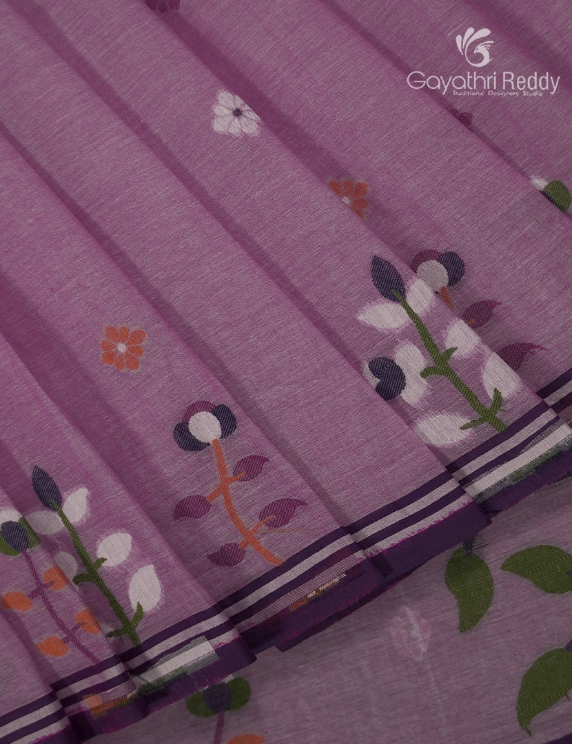 Jamdani Cotton Saree in Light Pink