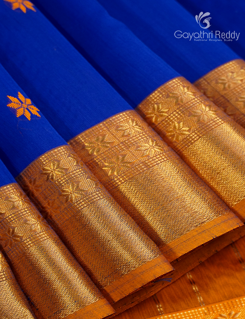 Pure Chanderi Sico Saree Royal Blue