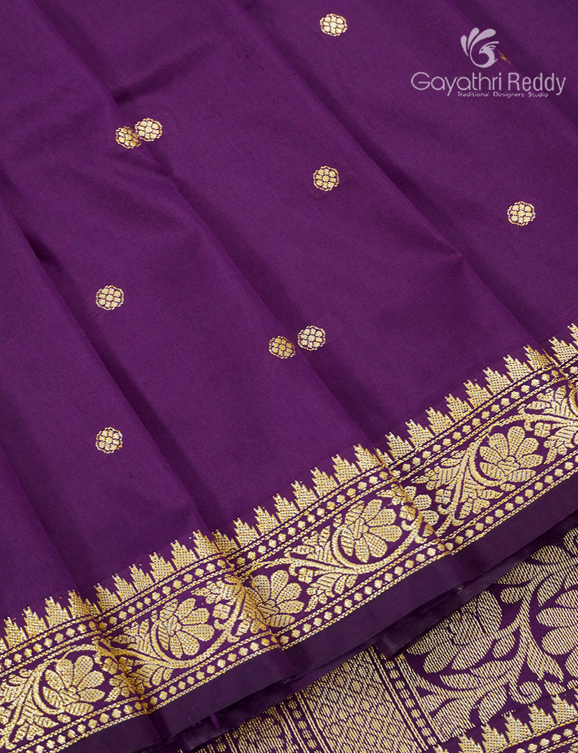 Semi Katan Silk Saree in Deep Purple