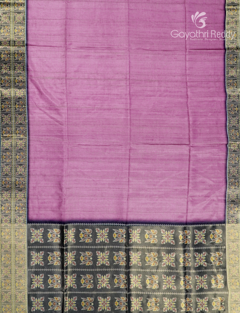 Semi Tussar Saree in Onion Pink and Ash Grey