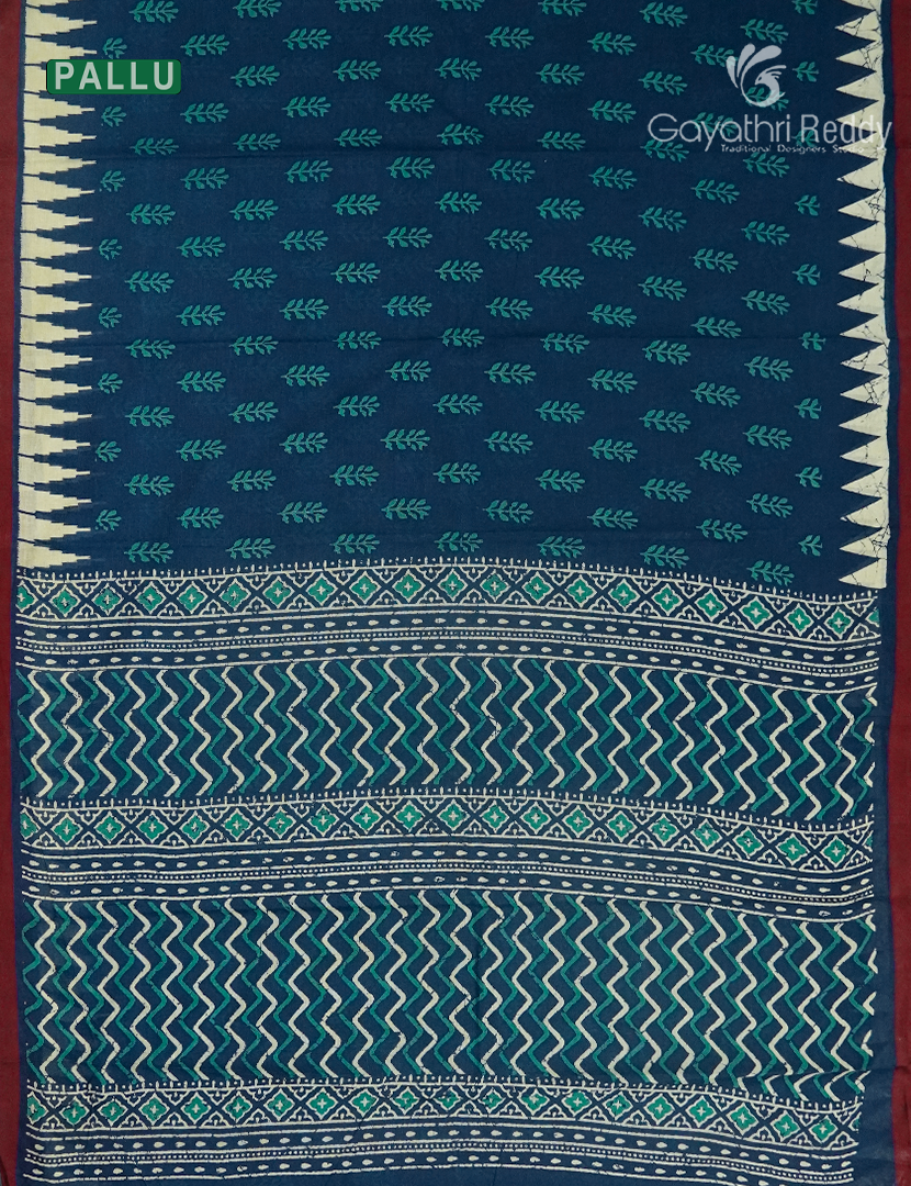 Vidharbha Cotton Saree in Indigo Blue