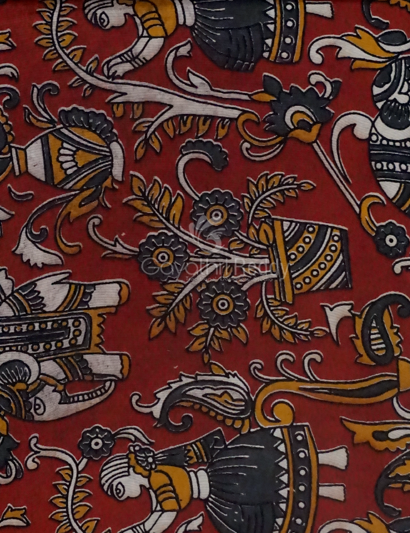 KALAMKARI SILK FABRIC (PER METER) - S10533