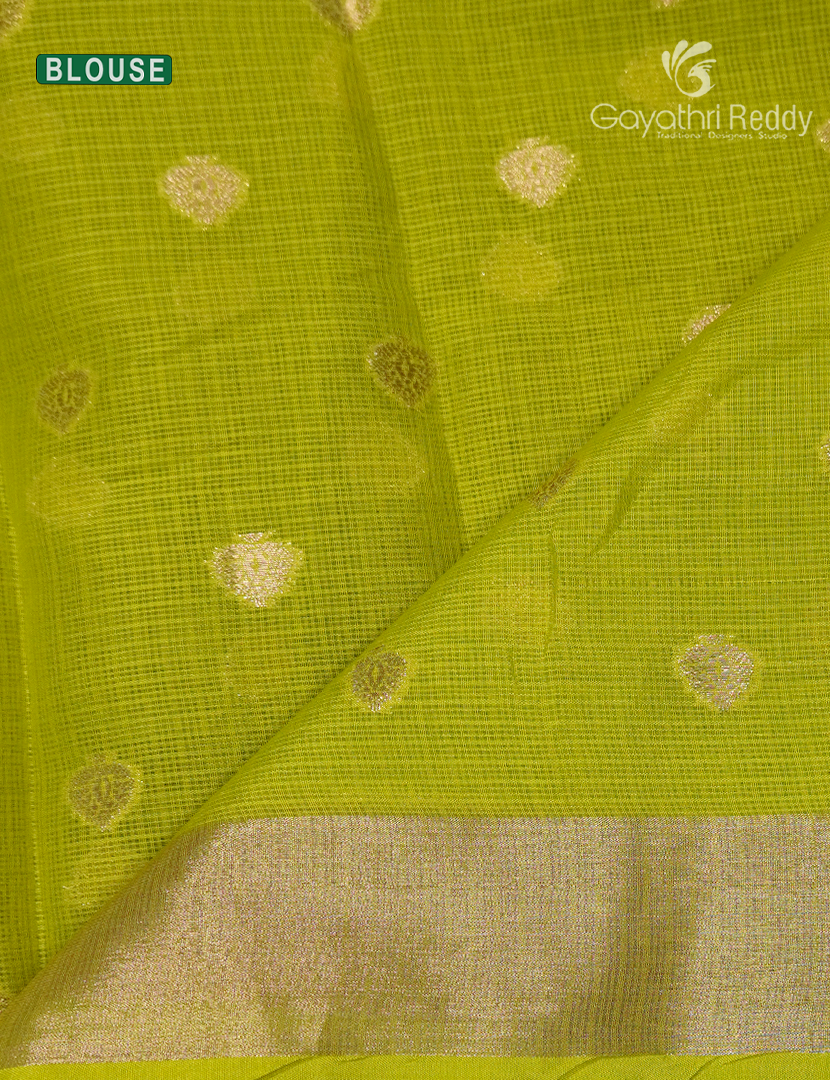 Banaras Kota Lehanga Set in Peach and Lime