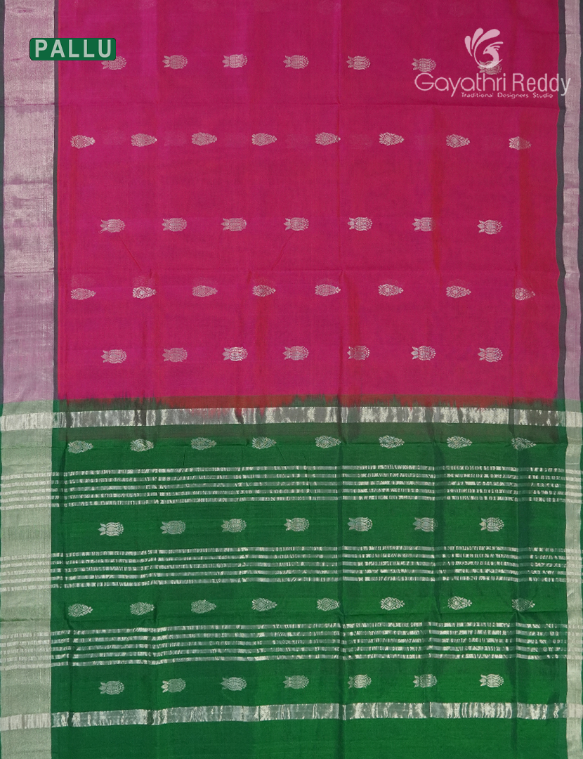 Pure Arani Sico Saree in Lotus Pink and Mango Green
