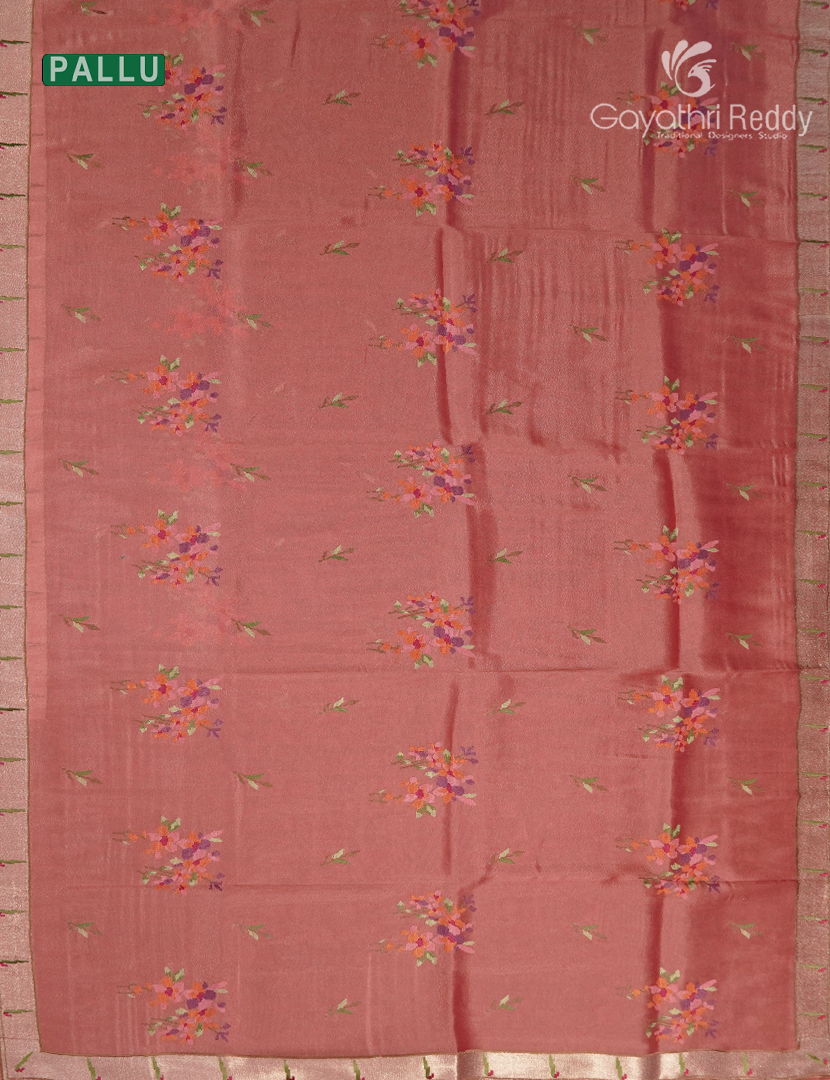Organza Fancy Saree in Coral Peach