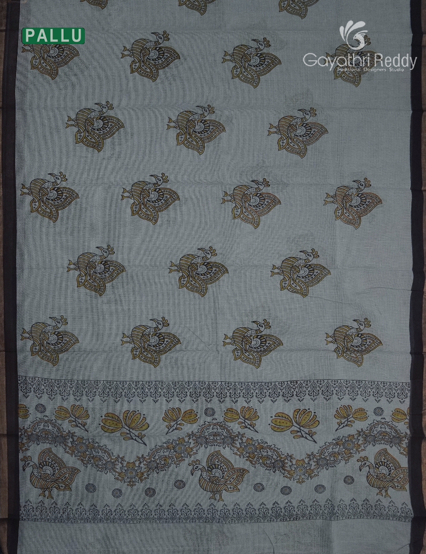 Premium Quality Cotton Kota Saree in Grey and Black
