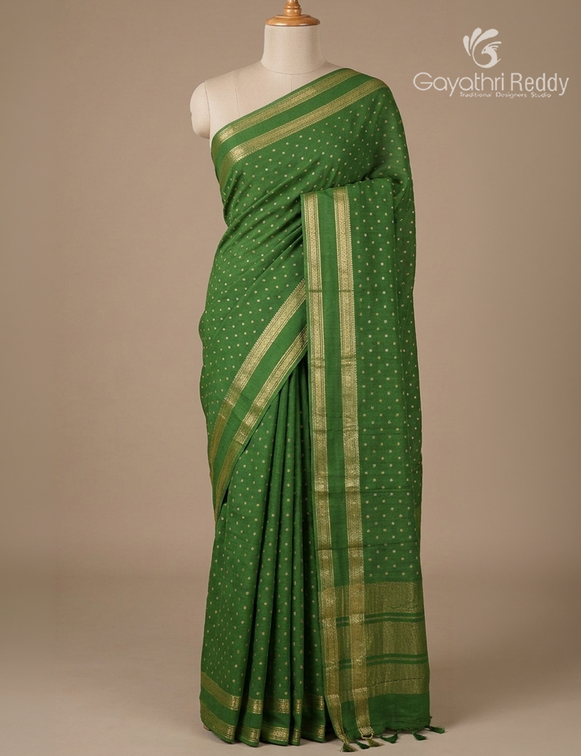 Semi Mysore Crepe Saree in Green