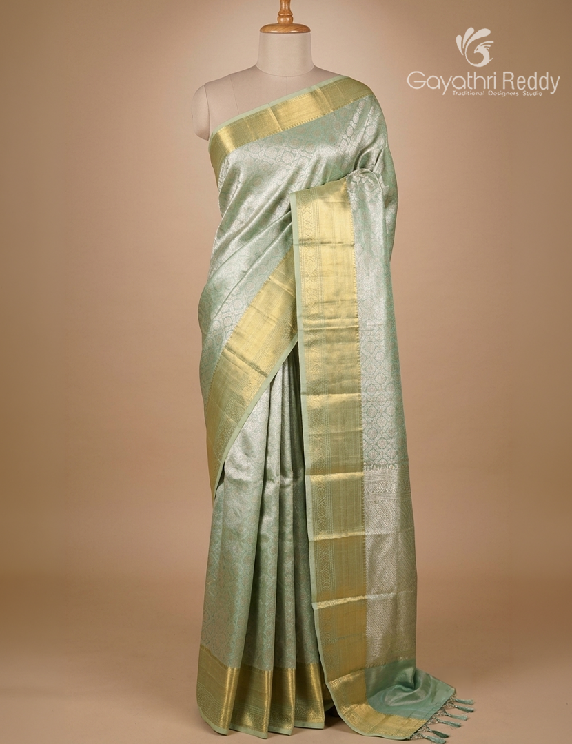 Semi Kanchipuram Silk Saree in Mint Green