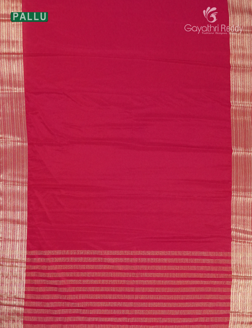 Semi Mysore Crepe Saree in Rani Pink