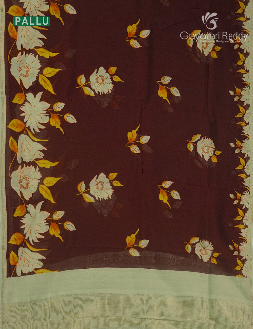 Pure Maheshwari Silk Saree in Brown