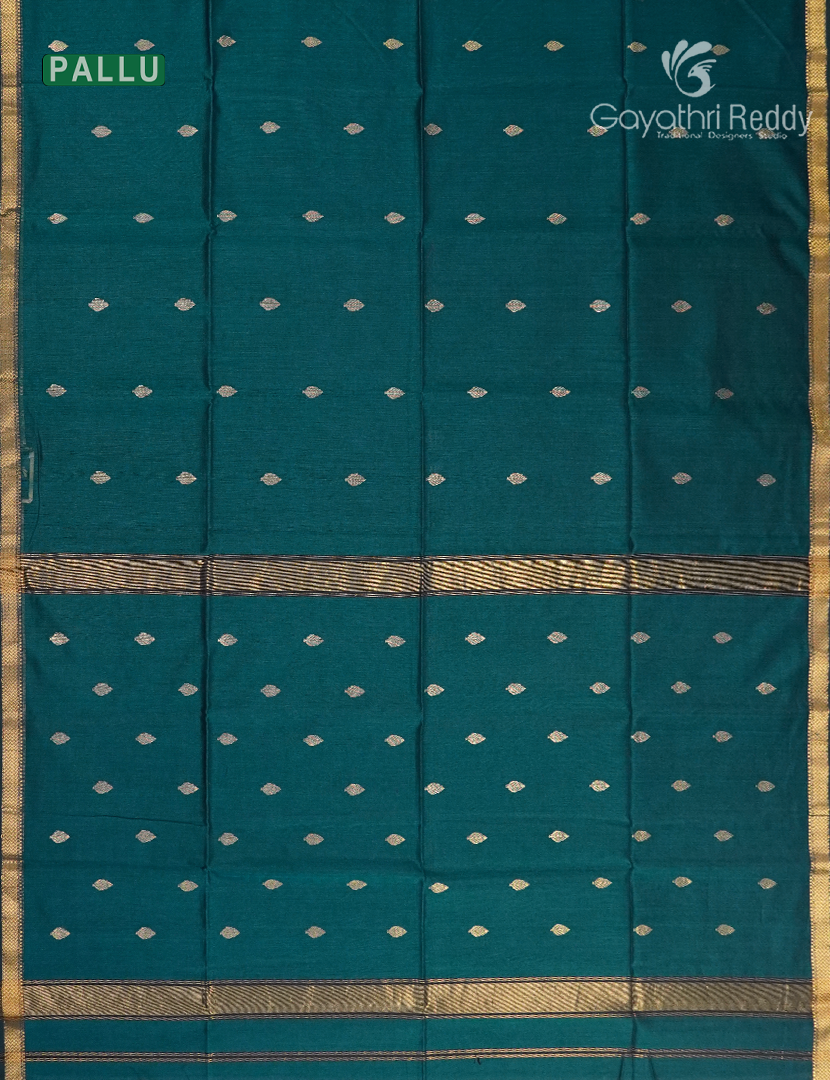 Pure Chanderi Sico Saree in Deep Rama Green