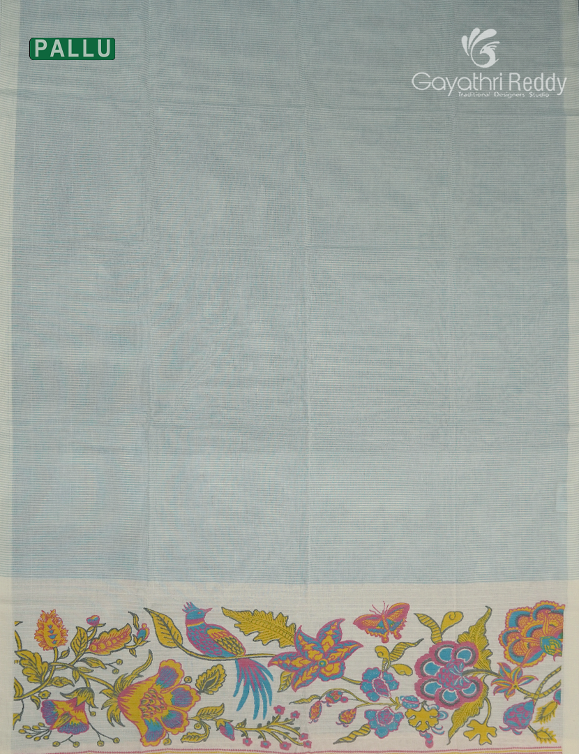 Pure Kanchi Cotton Printed Saree in Sea Blue
