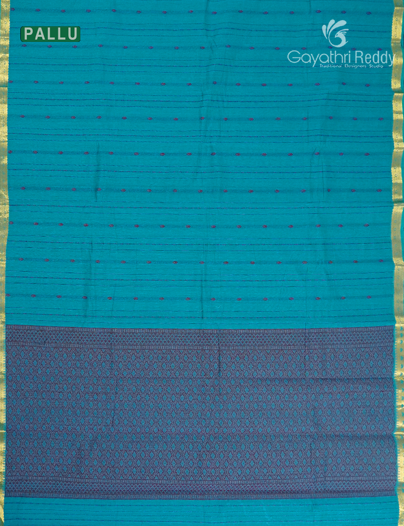 Pure Kanchi Cotton Saree in Rama Blue